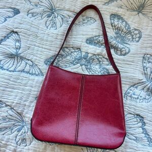 Vintage Red Leather Shoulder Bag